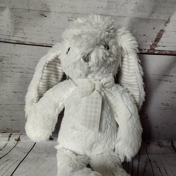 Burton & Burton 12" Bunny White Plush Grey Nose Stitched Eyes Nose Rabbit Easter - Picture 1 of 7